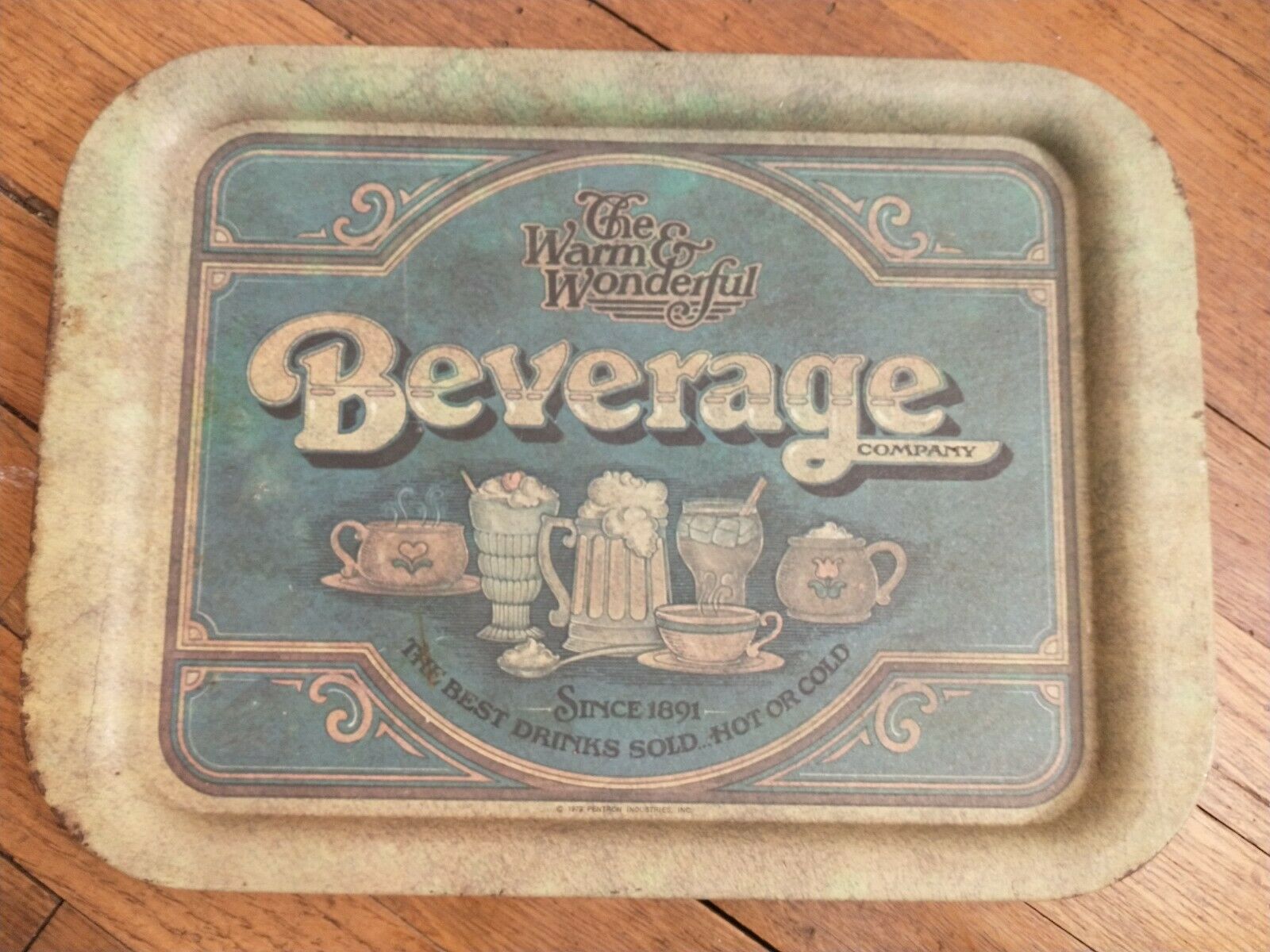 Vintage 70's The Warm And Wonderful Beverage Company Tin Serving Tray.