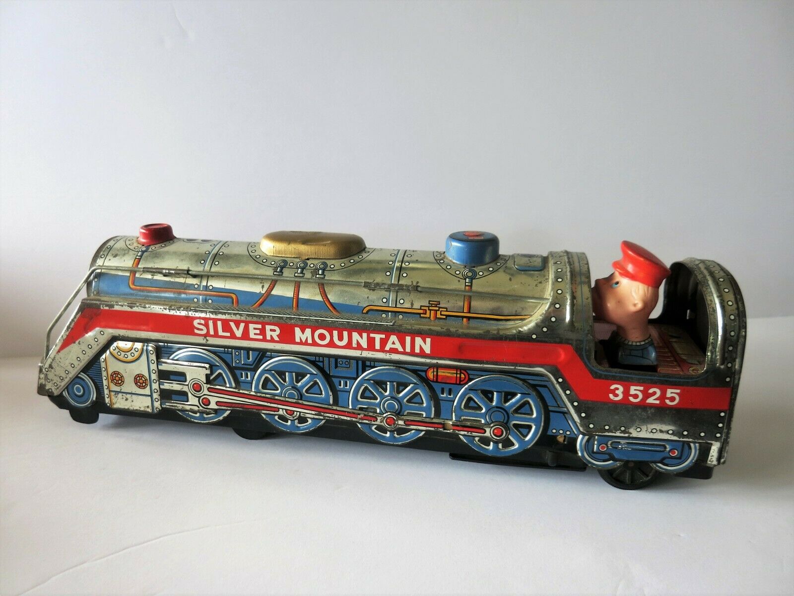Vintage 1960's Silver Mountain 3525 Tin Toy Train - Modern Toys Co. Japan-works