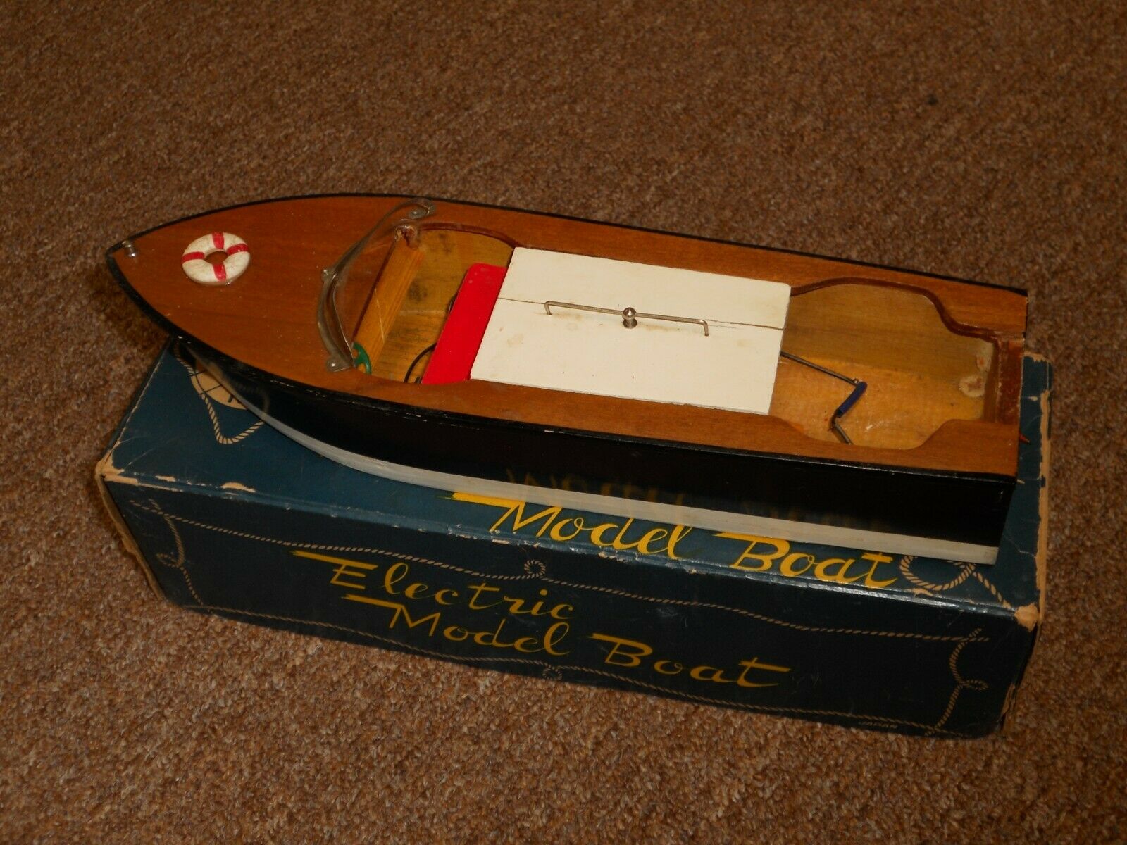 1950's Lang Craft 11" Toy Wood Electric Motor Boat-new/box-new Old Stock!!!