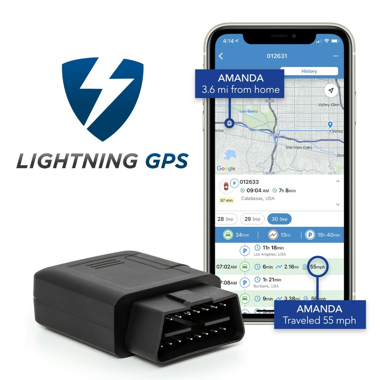 Lightninggps Obd-ii Plug-in Real-time Mini Gps Vehicle Tracker Cars & Teens