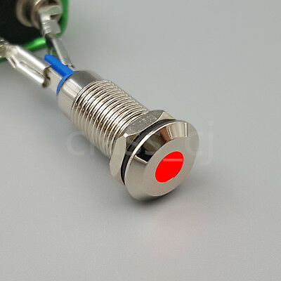 Metal 8mm Waterproof Red Led Dc 9-24v Mini Signal Indicator Light Lamp