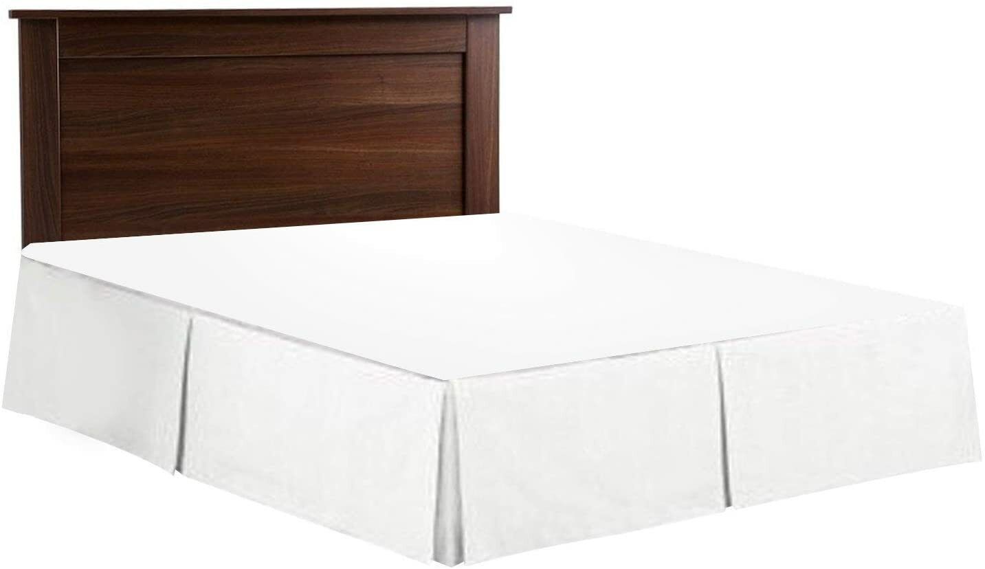 Egyptian Cotton Box Pleated Bed Skirt 600tc King Size White Solid 14'' Inch Drop