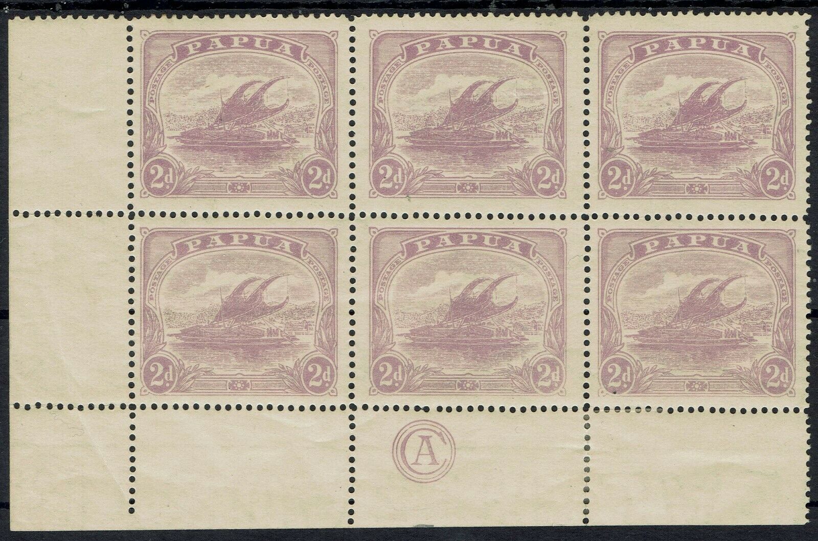 Papua 1911 Lakatoi Monocolour 2d Ca Monogram */** Block