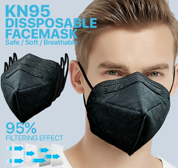 50/100 Pcs Black Face Mask Mouth & Nose Protector Respirator Masks Usa Seller