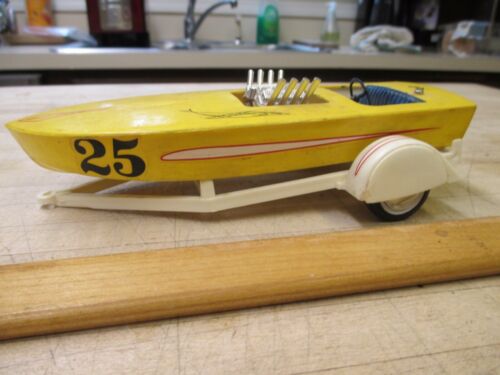 Vintage Wood Model Speed Boat With Trailer Cutlass