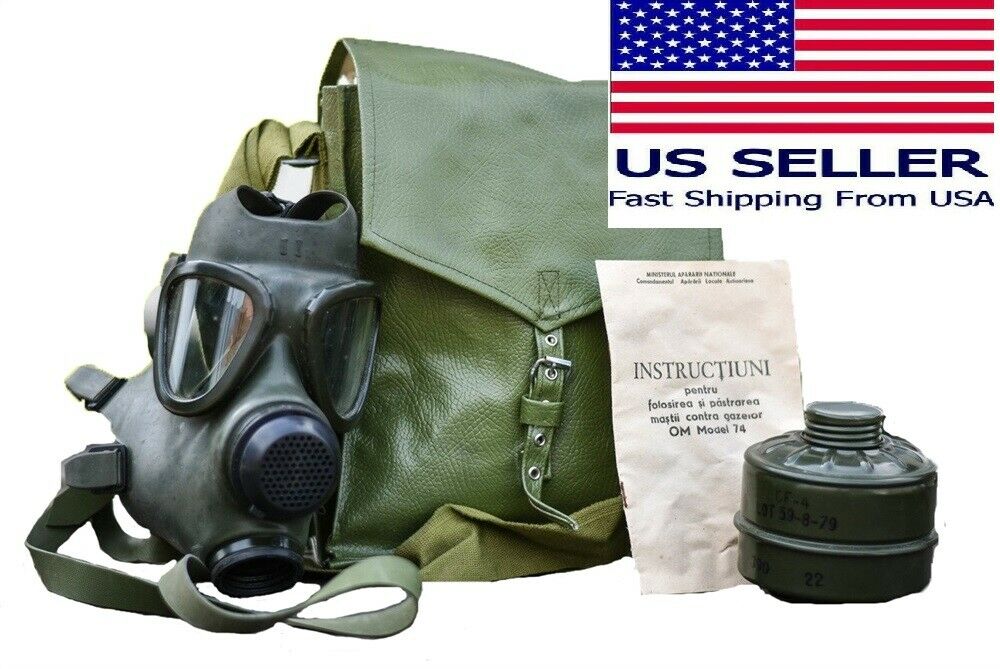Military Tactical Full Face Gas Mask Respirator M74 W 40mm Filter & Carry Bag