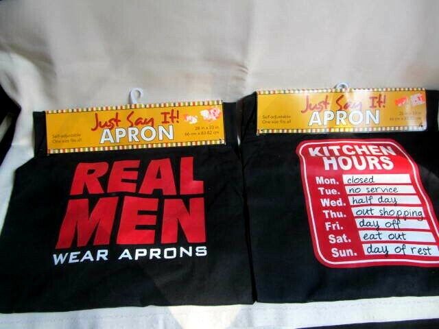 2 Just Say It Aprons  'real Men Wear Aprons' - Kitchen Hours Cooking Chef New