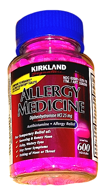 Kirkland Allergy Medicine 600 Tabs Diphenhydramine 25 Mg Antihistamine 03/2023