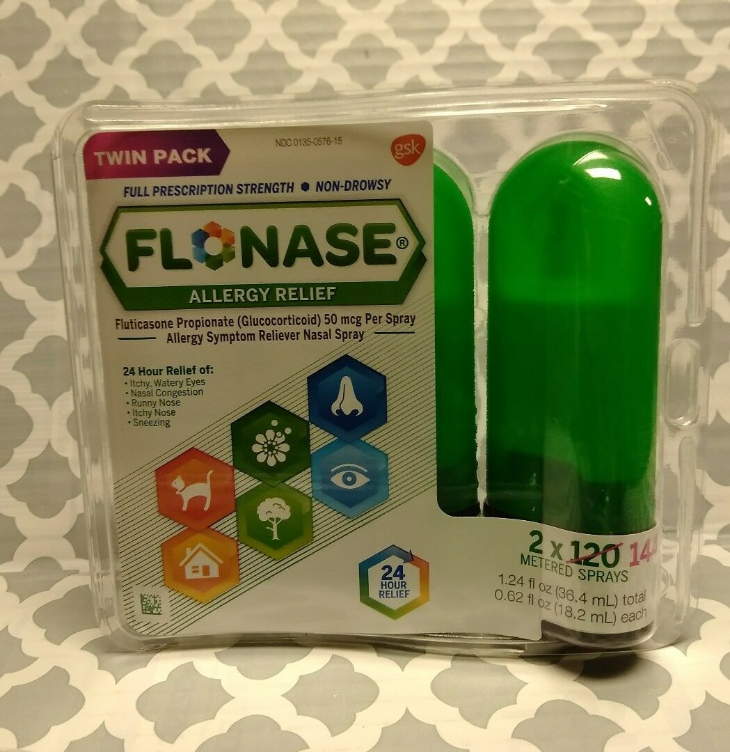 Flonase Allergy Relief Nasal Spray Twin Pack 2x144= 288 Metered Spray , Exp-9/22