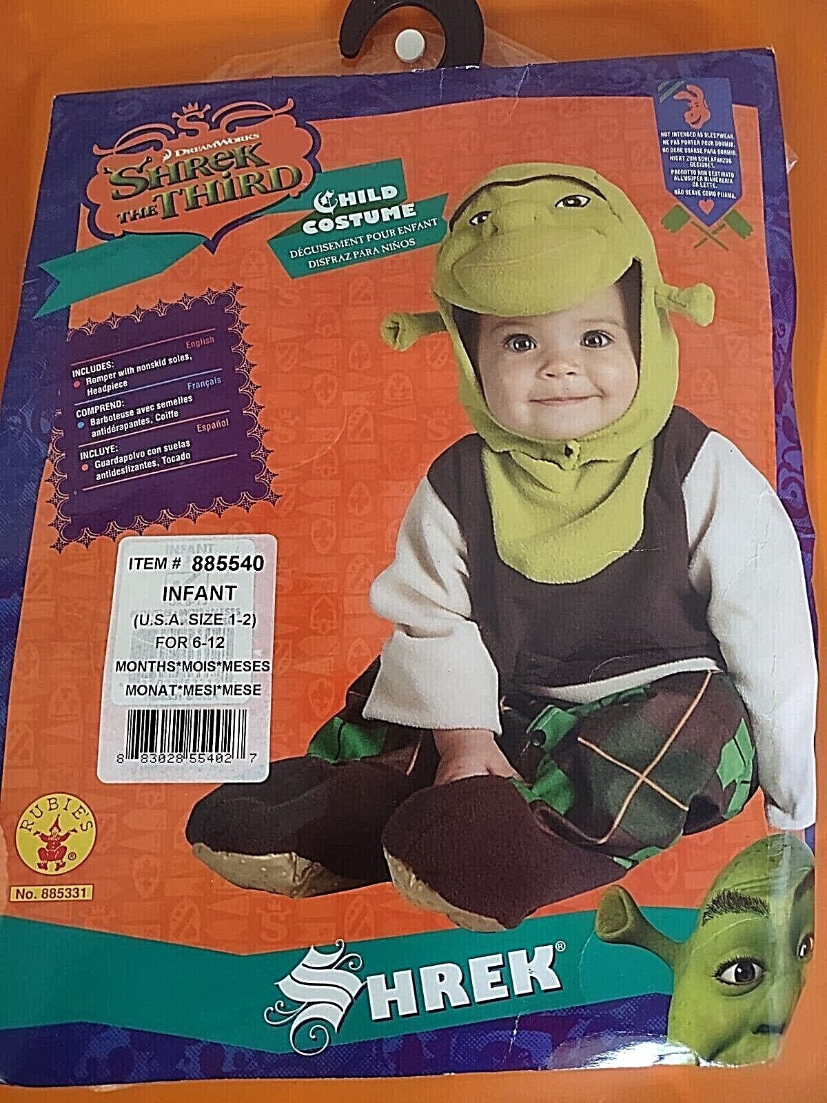 Dreamworks Shrek Halloween Child Costume Size 6-12m