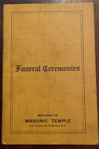 Masons Masonic Temple Funeral Ceremonies Booklet Grand Lodge Indiana, Evansville