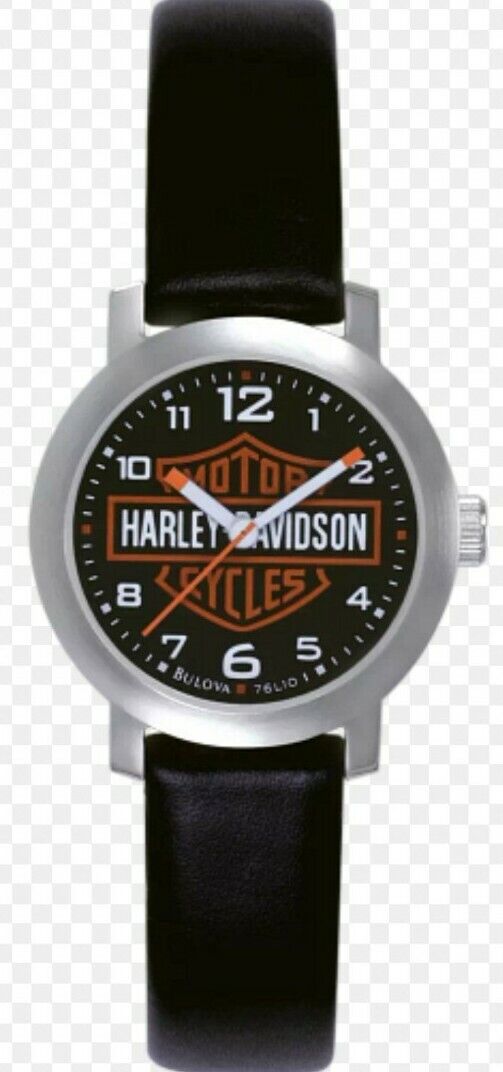 Harley-davidson Ladie's Bulova Wrist Watch With Leather Band 30mm 76l10