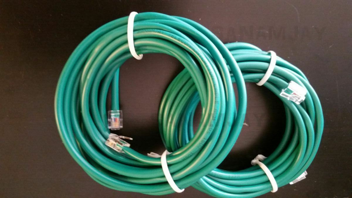2pc 15ft. Rj11 Rj12 Green Dsl Telephone Data Cable For Centurylink, At&t,