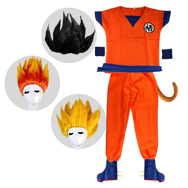 Boys Anime Dragon Ball Z Goku Costume Kids Set Halloween Party Dress Up Outfit