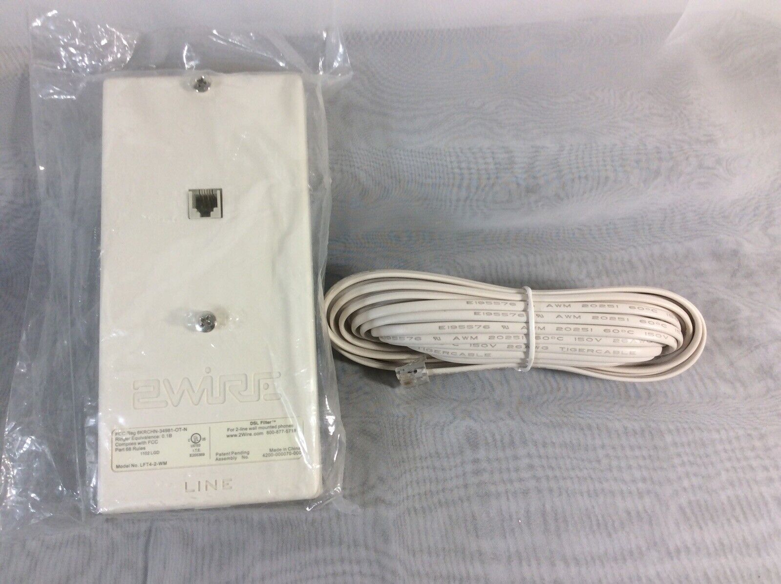 Factory Sealed 2wire U-verse / Dsl Filter Wall Mount Phones Lft4-1-wmpt + Cord