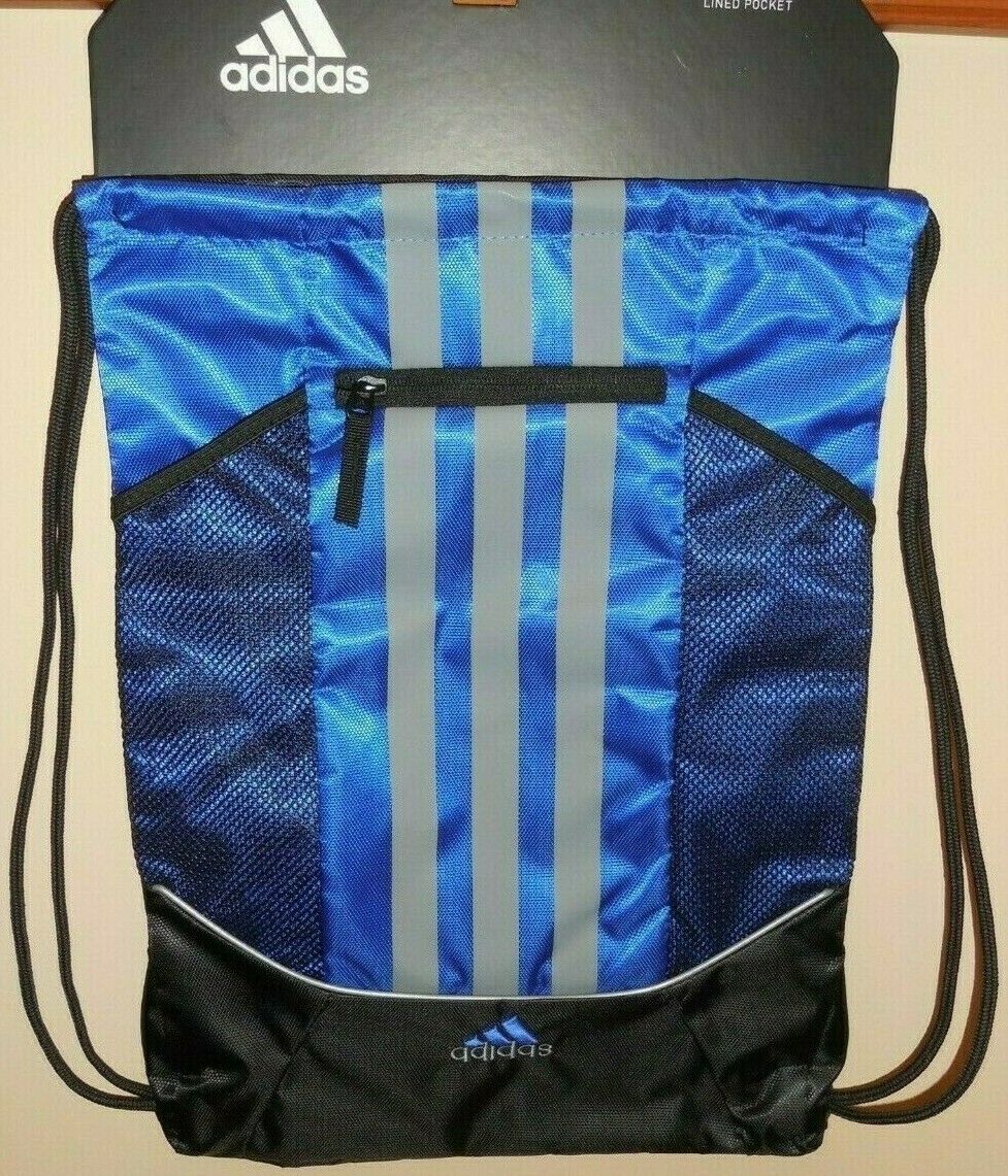 Adidas Alliance Ii Sackpack Drawstring Backpack One Size Black Blue Gym Bag New