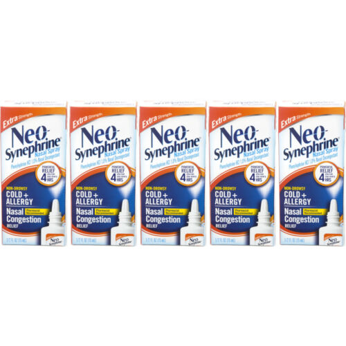 5 Pack Neo-synephrine Nasal Spray, Extra Strength Formula, 0.50 Ounces Each