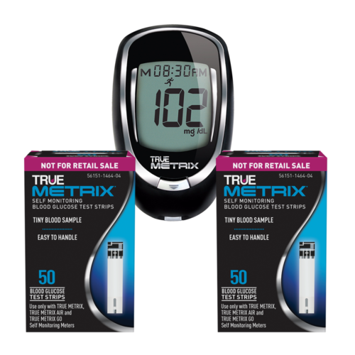 True Metrix Blood Glucose Meter + 100 Test Strips - Expires 07/22