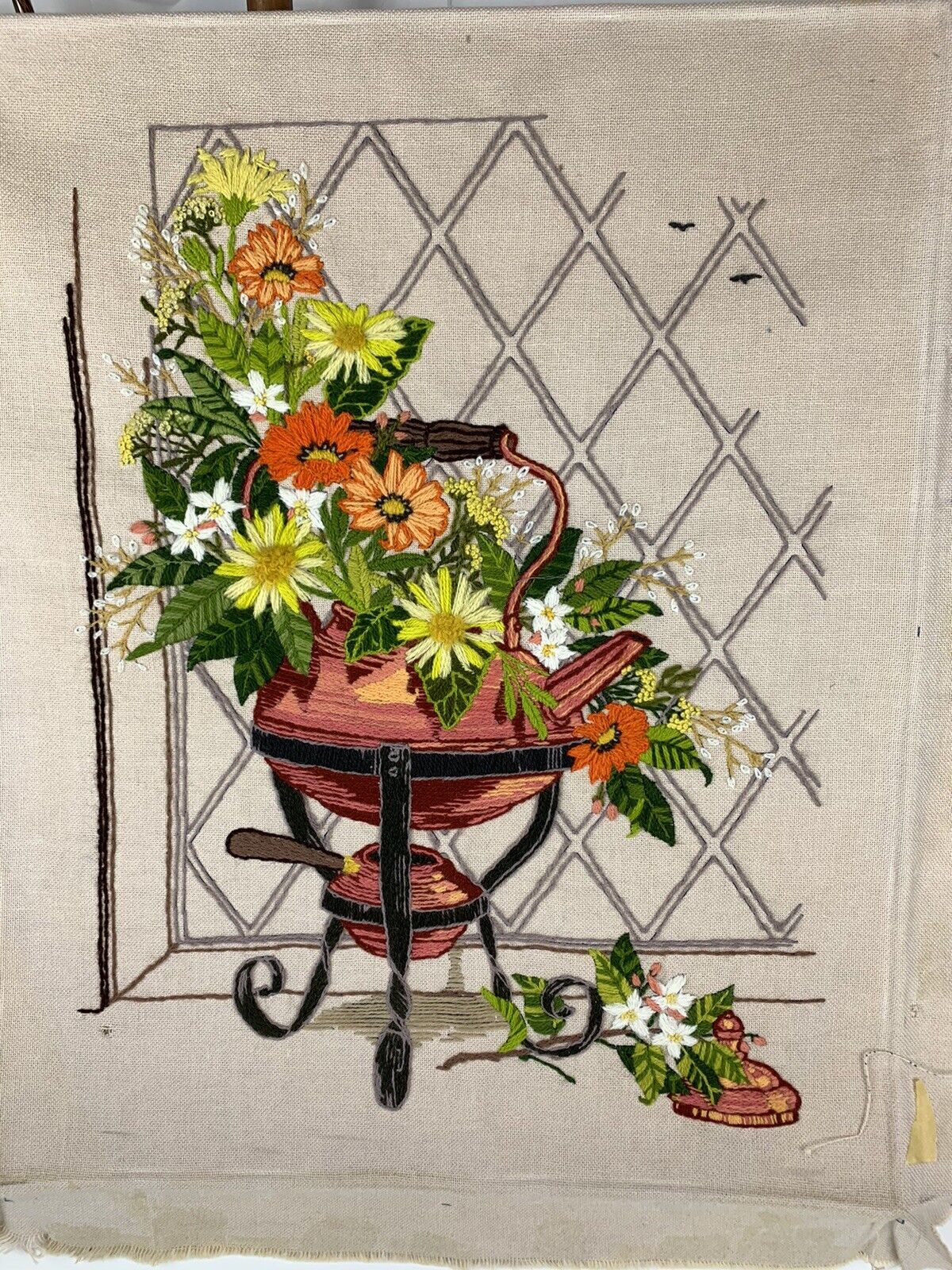 Paragon Crewel # 0414 Copper Kettle Floral 18" X 24" Unopened 1976 George Ball
