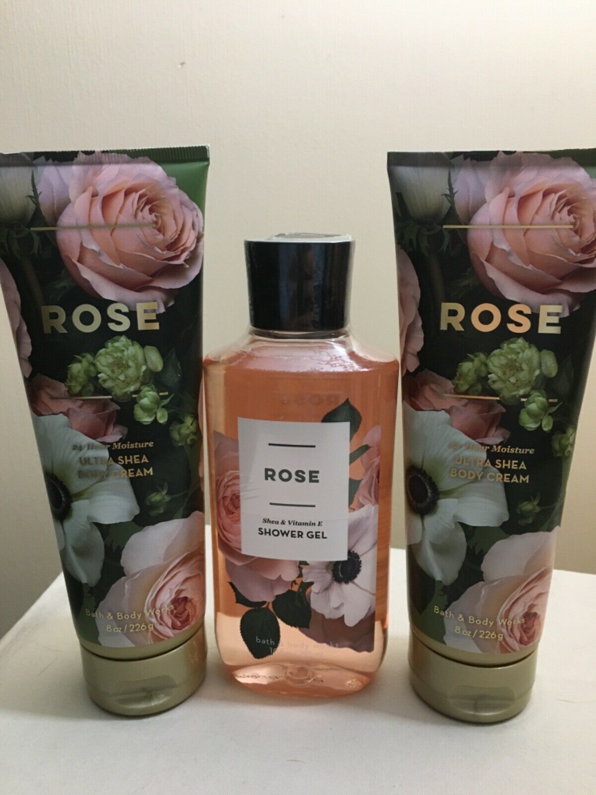 3pc. Bath & Body Works Rose Body Cream Shower Gel Set New