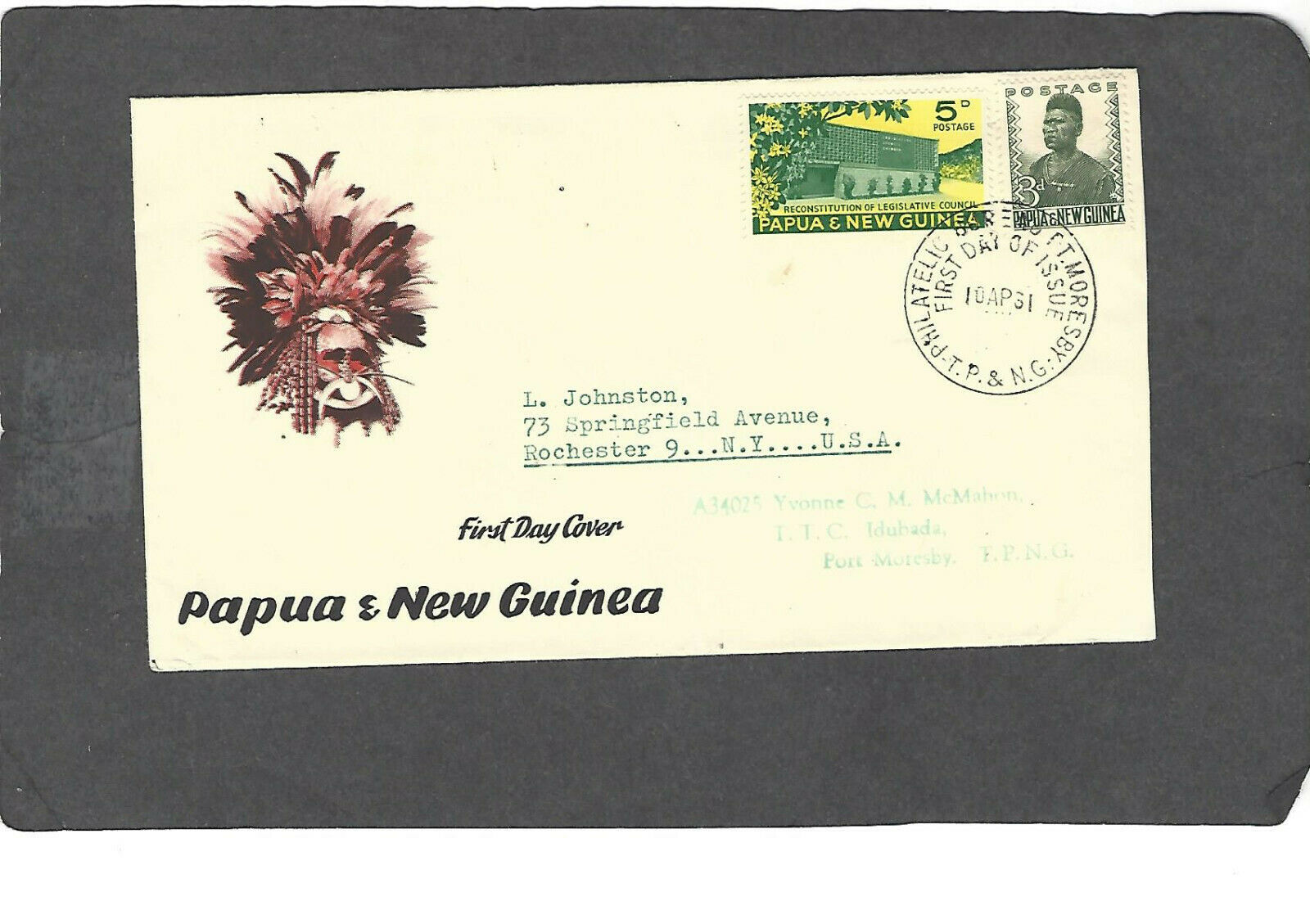 1961 Papua Pictorial Issues Fdc -port Moresby Apr 10-1961