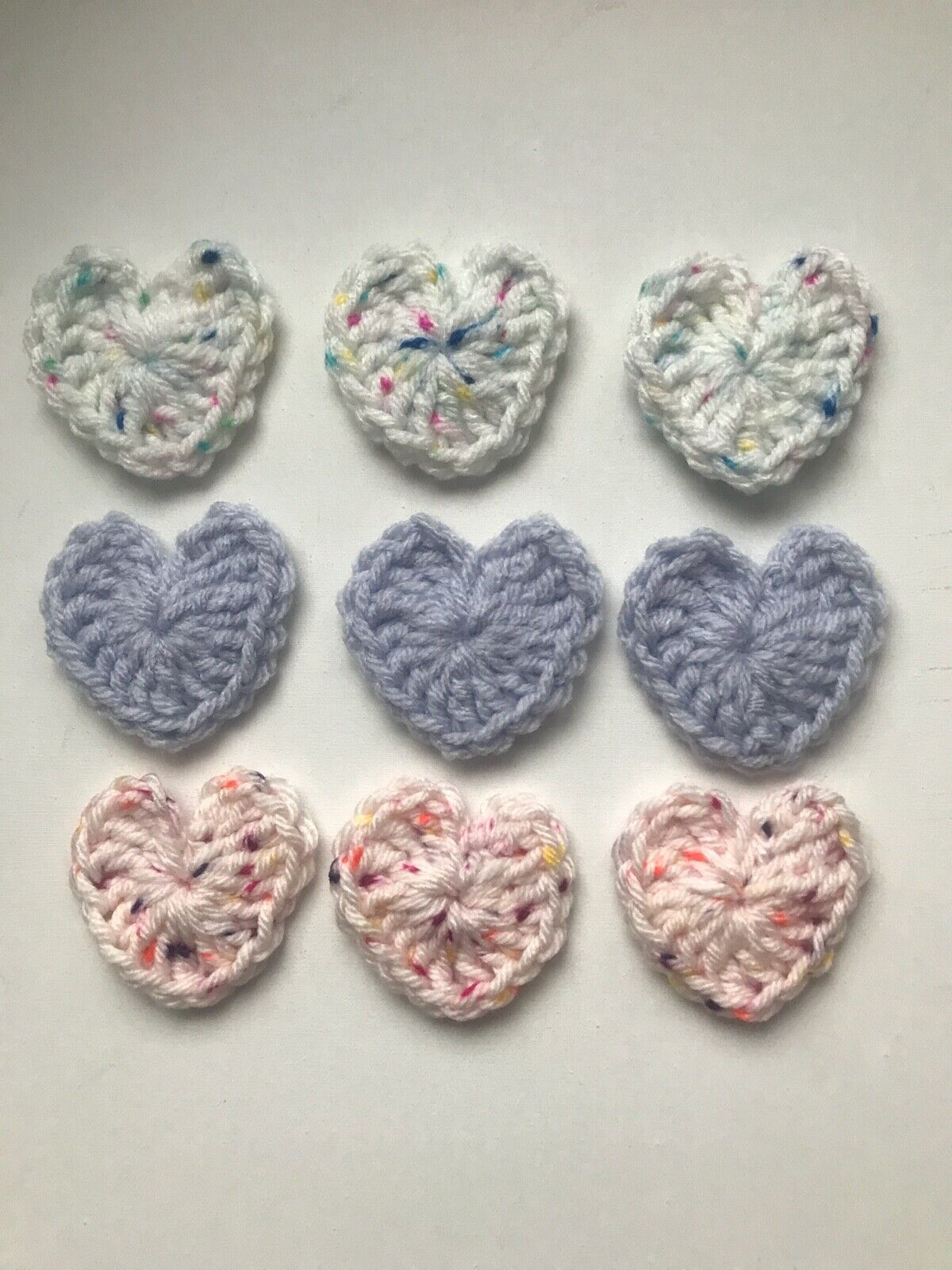 Handcrafted Lot Of 9  Crochet Valentine’s Day Small Hearts