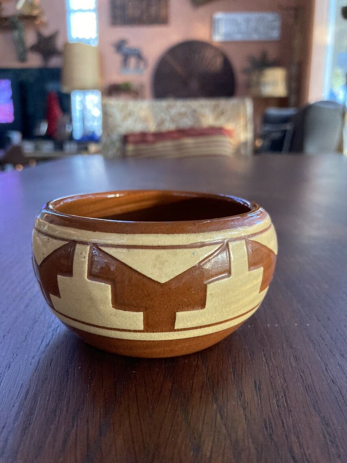 Pine Ridge Sioux Indian Art Pottery Vase Bowl Pot Signed Olive Cottier
