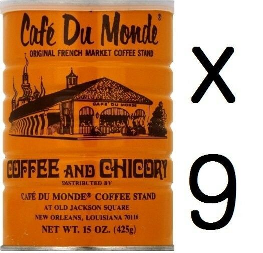 "free Shipping" Lots Of 9 Cans Café Du Monde Coffee Chicory 15 Oz (135oz Total)