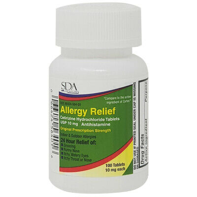 Allergy Relief Cetirizine Hcl 10mg 100ct By Sda Labs