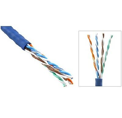 New 1000' Ft 24 Awg Data Phone 4 Pair Solid Unshielded Twist Cable Cord Blue Utp