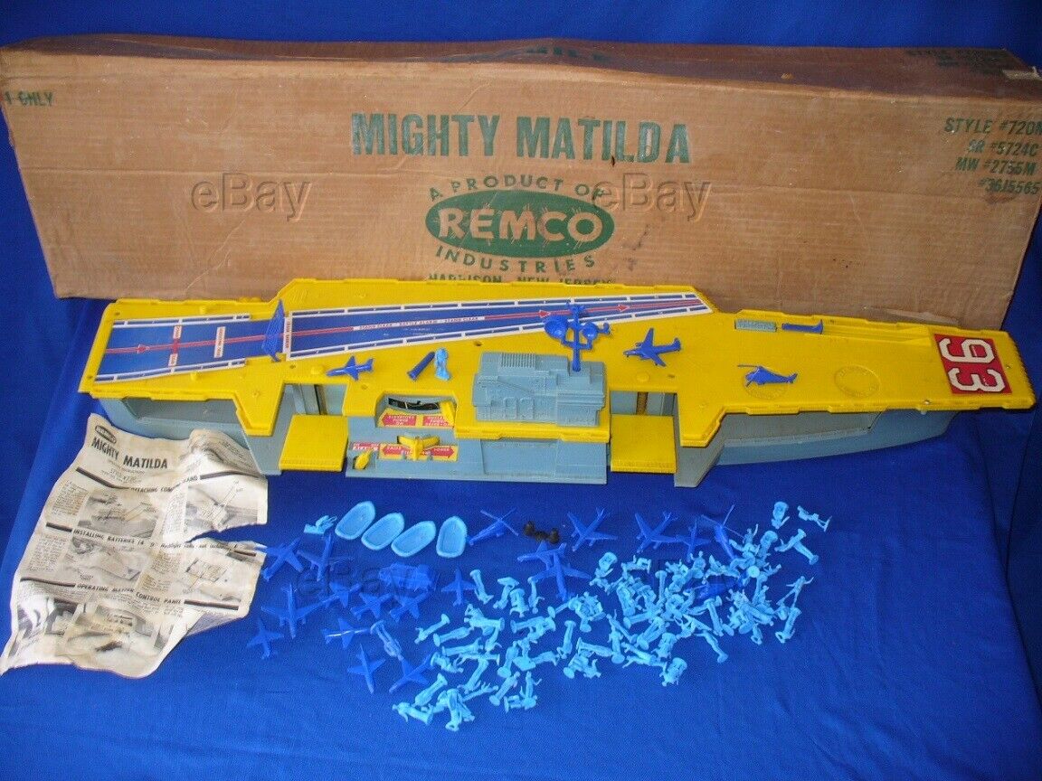 Remco Mighty Matilda Aircraft Carrier B/o Toy W/box Vintage 1960s Battery Navy