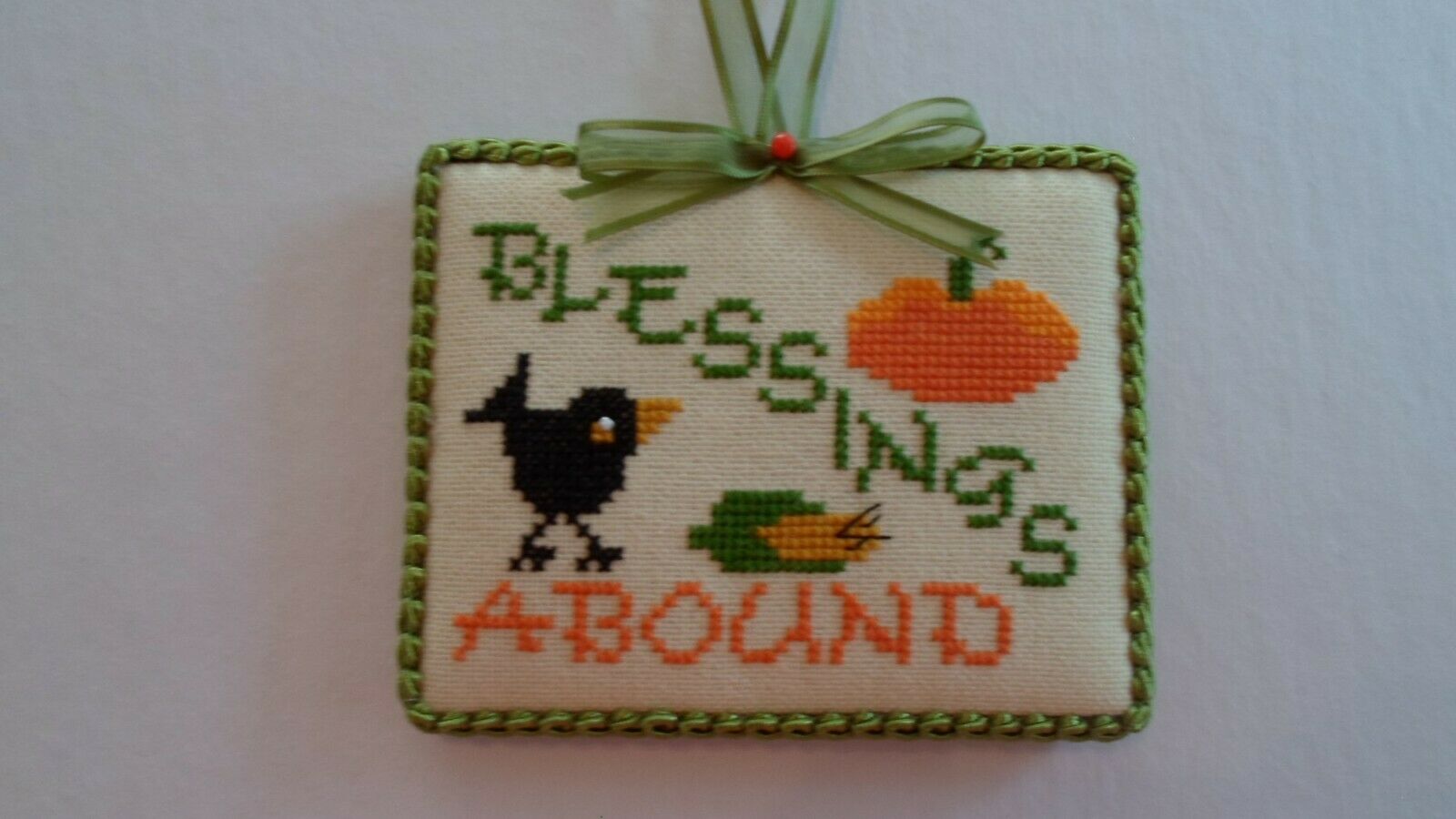 Handmade Counted Cross Stitch For Fall Or Halloween - "blessings Around"