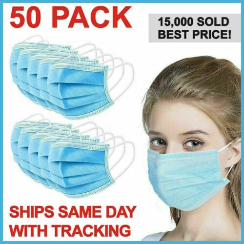Face Mask Mouth And Nose Respirator Safe Protector 50 Pcs Packs