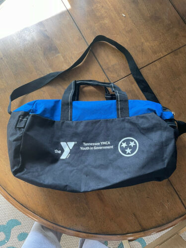 The Ymca Medium Sized Duffel Bag, Black / Blue With Strap
