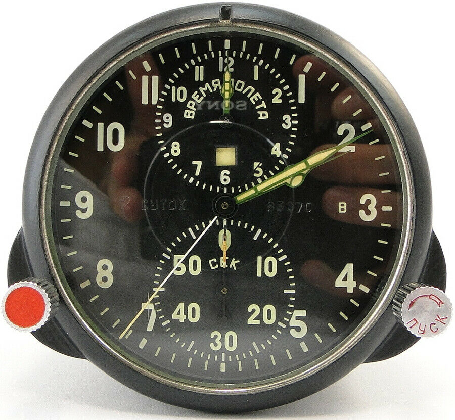 ⭐serviced!⭐ Achs-1 Russian Ussr Military Air Force Aircraft Cockpit Clock Mig/su