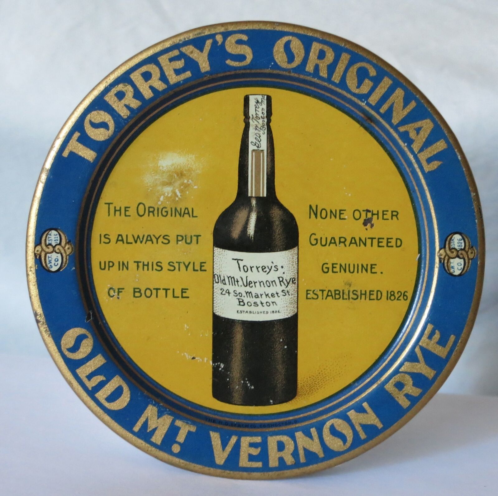 Pre-prohibition Torrey's Original Old Mt. Vernon Rye Tip Tray