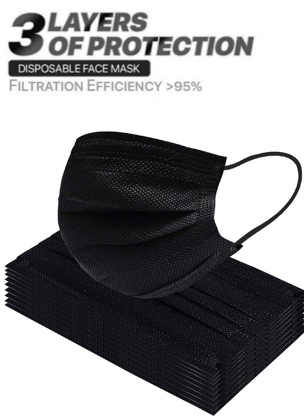 50/100 Pcs  Face Mask Mouth & Nose Protector Respirator Black Masks Us Seller