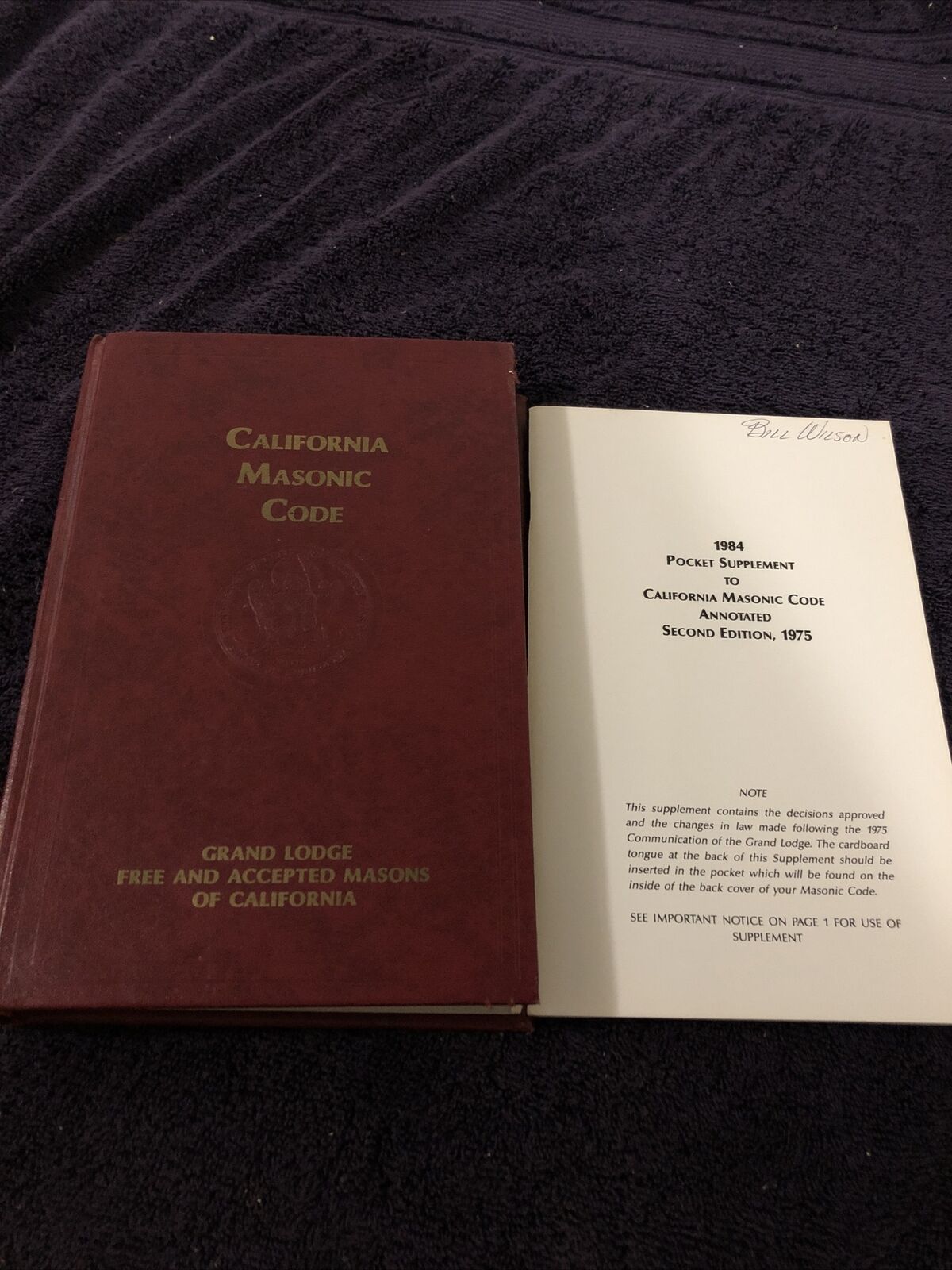 California Masonic Code 1975 2nd Edition With Pocket Supplement