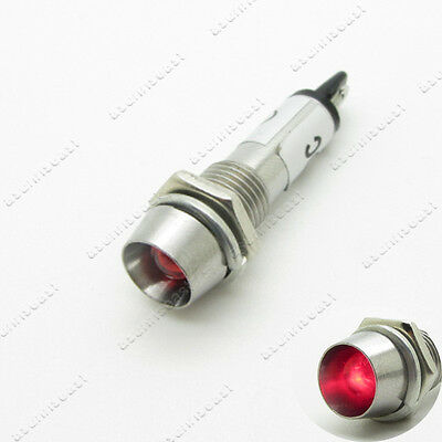 5 × Red Ac220v 8mm Neon Panel Indicator Power Signal Metal Light Lamp Xd8-1
